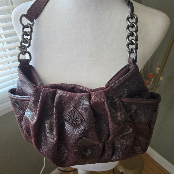 Simply Vera Vera Wang Snakeskin Shouler Bag with Wallet Burgundy - Picture 2 of 7